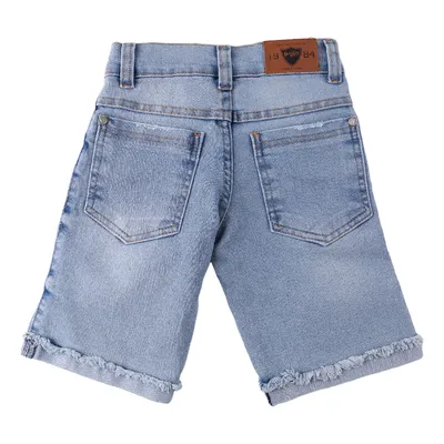 Bermuda Jeans Infantil Gijo Used Com Barra Virada Desfiada Bermuda Jeans Infantil Gijo Used Com Barra Virada Desfiada
